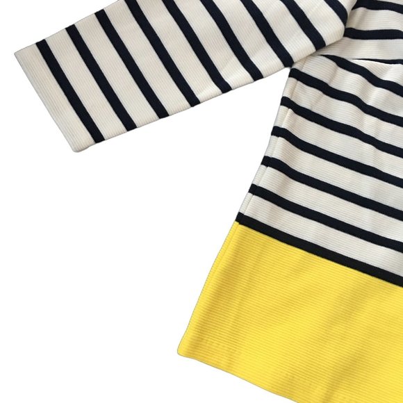 Talbots Cream Navy Stripe Color Block Top - Picture 6 of 10
